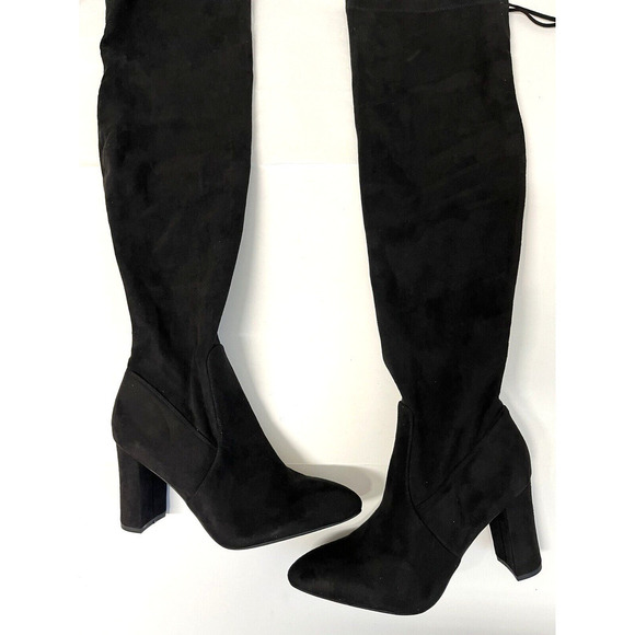 Top Moda Black Suede Over the Knees Boots Sz 7 M Black NEW - Picture 3 of 11